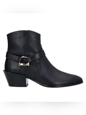 Tod's Rex Black Leather Ankle Boots with Silver Buckle